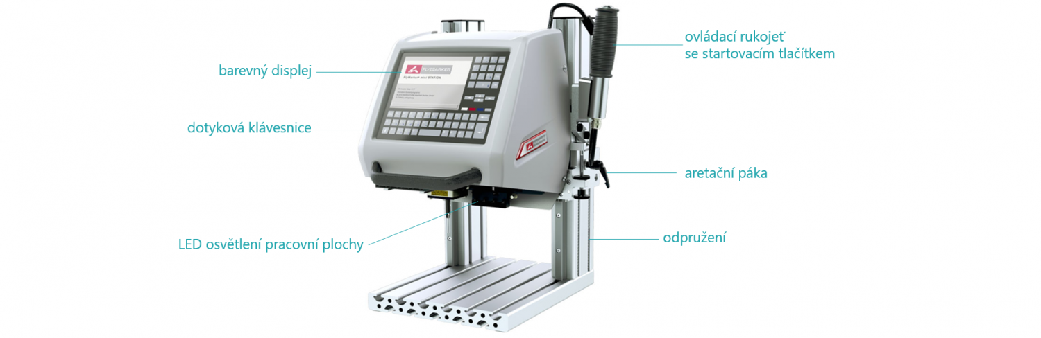 FlyMarker®mini 120/100 s integrovanou dotykovou klávesnicí (volitelně).