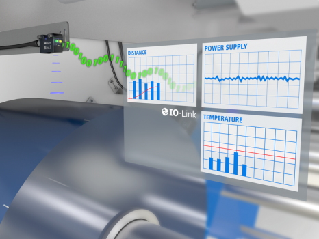 IO-link rozhraní umožňuje získávat důležitá procesní data pro optimalizaci výrobního procesu.