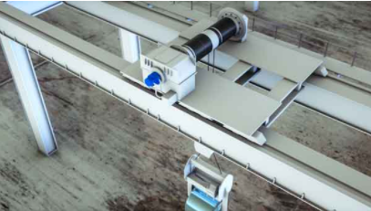 Přesné polohování velkých portálových jeřábů .