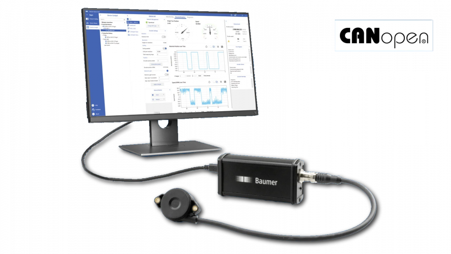 Nejen pro nastavení enkodéru lze využít adaptér CANopen - USB C, který umožňuje propojení se softwarem Baumer Sensor Suite.