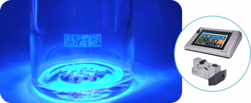 Značení skleněných obalů technologií REA JET HR a UV inkousty.
