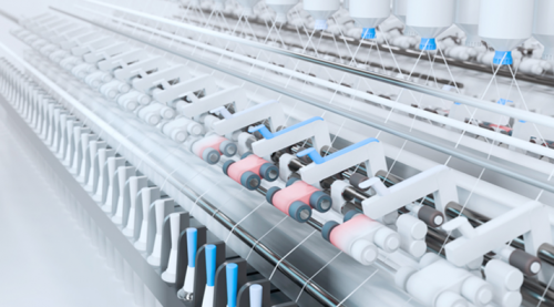 Kontrola pohybu odvíjení materiálu z cívek.