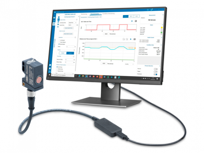 Snadná parametrizace IO-link senzorů prostřednictvím softwaru Baumer Sensor Suite.