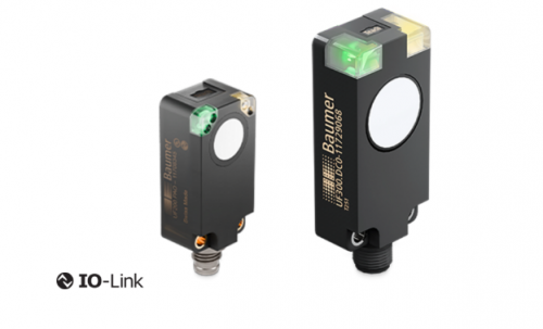 Ultrazvukové senzory Baumer pro čelní montáž UF300 a UF200.