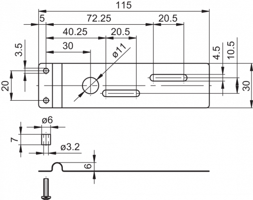 Z119076-MZ-X-01.png - Spring coupling for one-side attachment, length 115 mm (Z 119.076)