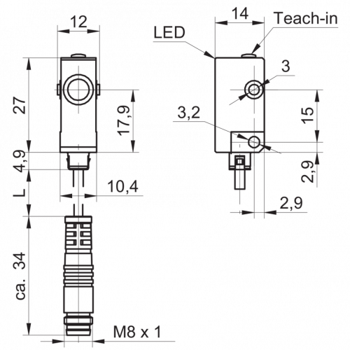 1532-UxDK_10_KS35A.png - URDK 10N8914/KS35A - Ultrasonic retro-reflective sensors - miniature
