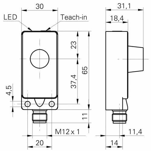 0216-UNDK_30U61xx_S14.png - UZDK 30N6112/S14 - Ultrasonic 2 point proximity switch