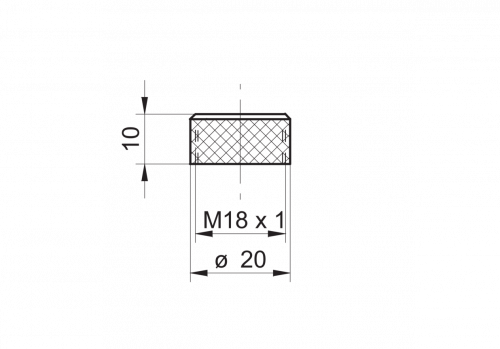 2433-10115913.png - Cap nut M18x10 for sensors series 18 - Cap nut glass cover and doubling lens for sensors series 18