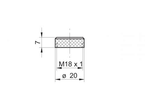 2432-10103067.png - Cap nut M18x7 for sensors series 18 - Cap nut glass cover for sensors series 18
