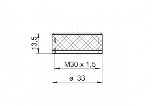 2434-10102801.png - Cap nut M30x13.5 for sensors series 30 - Cap nut glass cover for sensors series 30