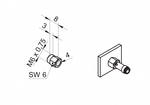 2501-10119345.png - Clamping nut for sensors Ø 4 mm - Clamping nut for sensors Ø 4 mm