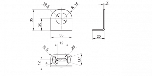 3984-ZADAP-M18.SHORT.png - ZADAP-M18.SHORT - Mounting bracket short series 18 (L design)