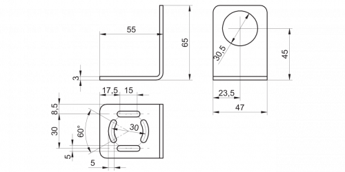 4256-ZADAP-M30.LONG.png - ZADAP-M30.LONG - Mounting bracket long series 30 (L design)