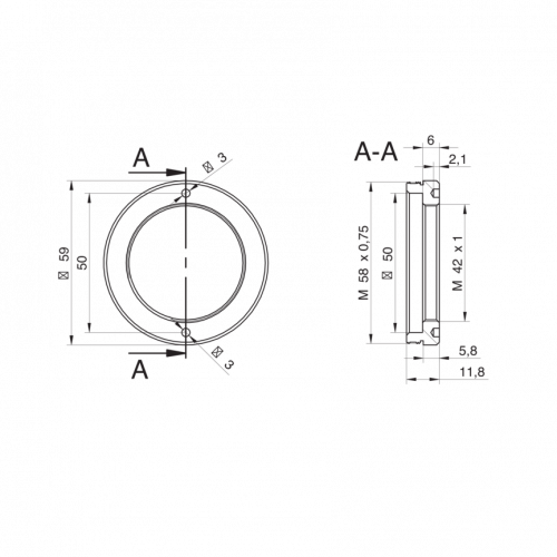 11209260.png - Adapter M58 / M42x1-Mount (18 mm)