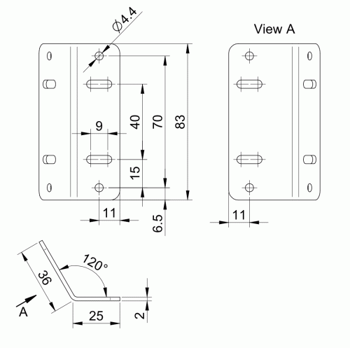 11707961.gif - Mounting kit OX100 30° Horizontal - Mounting bracket 30° horizontal forOX100, incl. accessories