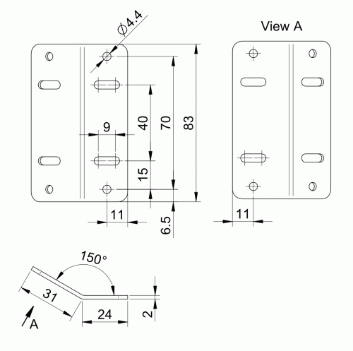 11707962.gif - Mounting kit OX100 Vertical - Mounting bracket 30° vertical for OX100, incl. accessories