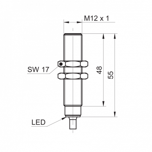 2388-IFRR_12xx7T1_L-9.png - IFRR 12N17T1/L-9 - Inductive proximity switch - washdown