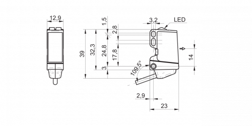 3882-O300_TR_Kabel.png - O300.TI-ZZZZ.72CU - Through beam sensors - miniature