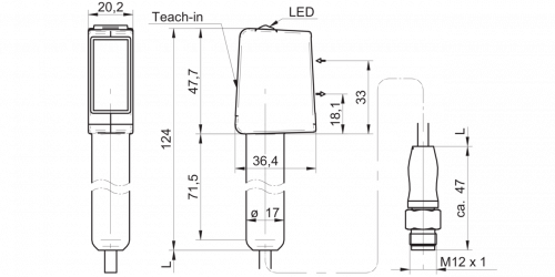 3494-O500H-x-KS34.png - OT500H.GL-GLGLO.PVOK - Diffuse sensors with background suppression - Hygienic design