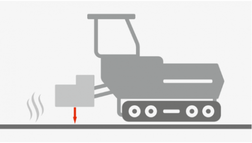 Měření vzdálenosti od terénu pro asfaltové finišery.