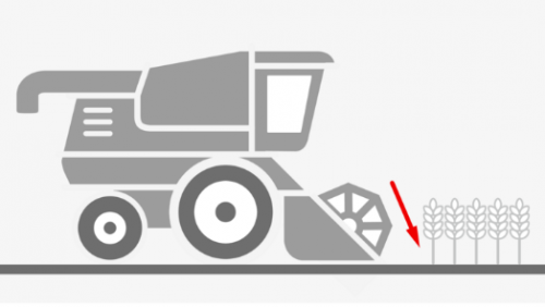 Regulace výšky sečení u sklízecích strojů.