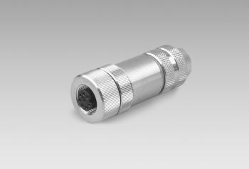 Female connector M12, 8-pin, straight, without cable