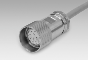 Female connector M23, 12-pin, stainless steel, 10 m cable (Z 189.007)
