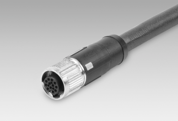 Female connector M12, 12-pin, straight, shielded, 10 m cable (ESG 34JP1000G)